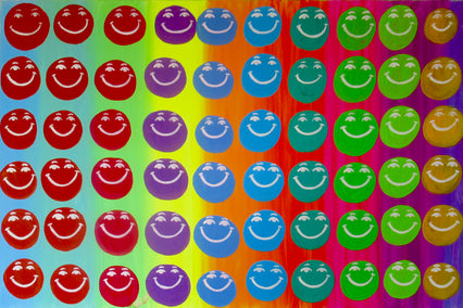 acrylic painting by Natasha Tayles titled Smiling Faces 7