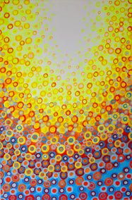 acrylic painting by Natasha Tayles titled Yellow, Orange and Blue 2