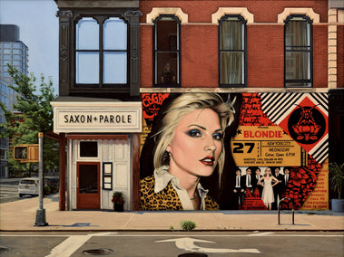 oil painting by Nick Savides titled Blondie on Bleecker