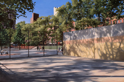 oil painting by Nick Savides titled Handball Court