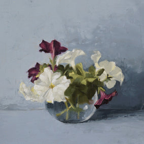 oil painting by Nicole Lamothe titled Spring Petunias II