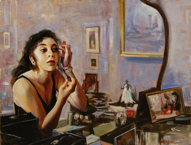 oil painting by Onelio Marrero titled The Girl in the Mirror