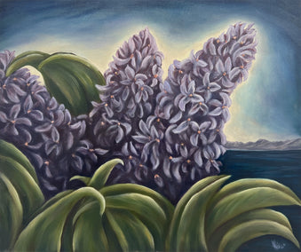 oil painting by Pamela Hoke titled Island Lilac Hugs