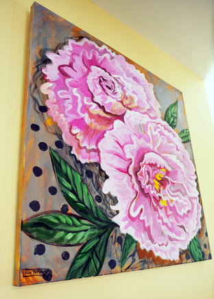 Peonies by Kira Yustak |  Side View of Artwork 