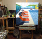 Original art for sale at UGallery.com | Pool Side by Mitchell Freifeld | $2,250 | oil painting | 40' h x 40' w | thumbnail 3