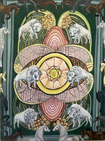 oil painting by Rachel Srinivasan titled Six of Pentacles