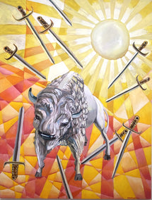 oil painting by Rachel Srinivasan titled Ten of Swords