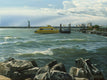 Original art for sale at UGallery.com | Red Hook – New York Harbor by Nick Savides | $875 | oil painting | 9' h x 12' w | thumbnail 1