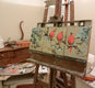 Original art for sale at UGallery.com | Red Bird Triptych by Mary Pratt | $540 | oil painting | 10' h x 26' w | thumbnail 2