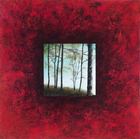 acrylic painting by Candice Eisenfeld titled Red Pond Trees