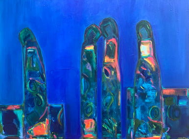 acrylic painting by Robin Okun titled Igniting the Blues