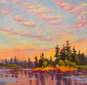 oil painting by Karen E Lewis titled Rose Sunset