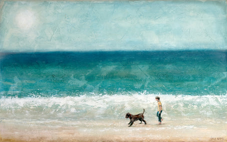 acrylic painting by Sally Adams titled Beach Strolling on Lake Michigan