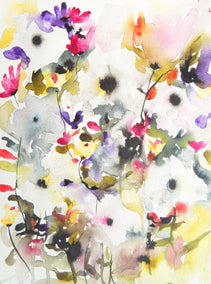 watercolor painting by Karin Johannesson titled Dark Blooms VII