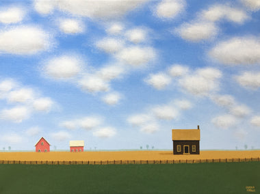 acrylic painting by Sharon France titled A Quiet Little Farm