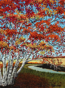 oil painting by Shela Goodman titled Birch Trees