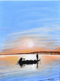 oil painting by Shela Goodman titled Let's Go Fishing