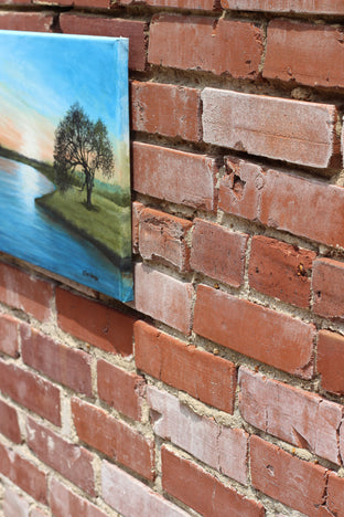 Tree by the River at Sunrise by Shela Goodman |  Side View of Artwork 