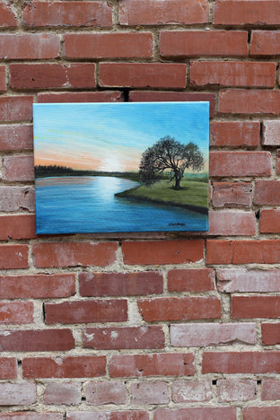 Tree by the River at Sunrise by Shela Goodman |  Context View of Artwork 