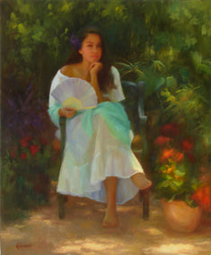 oil painting by Sherri Aldawood titled Alana with Fan