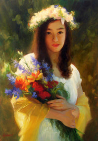 oil painting by Sherri Aldawood titled Flower Girl