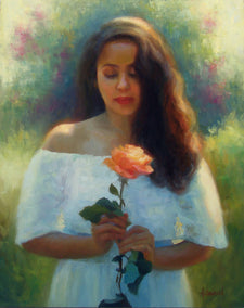 oil painting by Sherri Aldawood titled One Perfect Rose