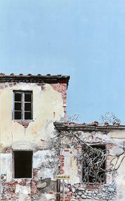 oil painting by Simone Giaiacopi titled Casa con Glicine Secco