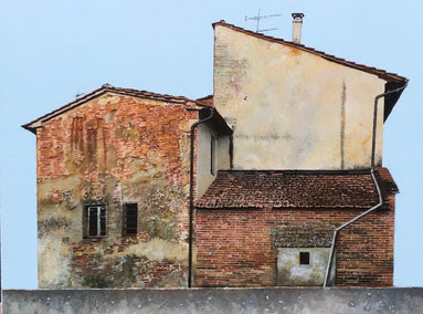 oil painting by Simone Giaiacopi titled Casa di Mattoni Rossi