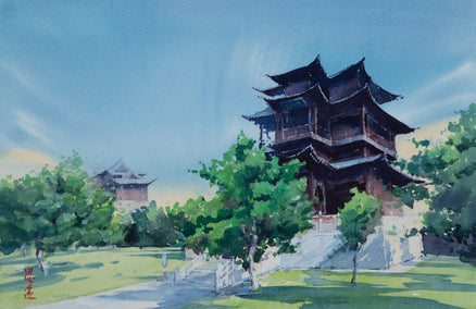 watercolor painting by Siyuan Ma titled Watercolor Impressions of Chinese Architecture 10