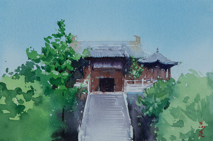 watercolor painting by Siyuan Ma titled Watercolor Impressions of Chinese Architecture 8