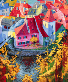 oil painting by Stanislav Sidorov titled Cesky Krumlov