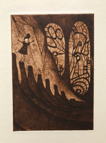 printmaking by Doug Lawler titled Stepping Lightly