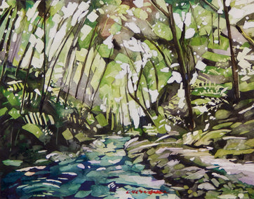 watercolor painting by Chris Wagner titled Summer Stream