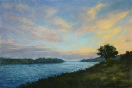 oil painting by Elizabeth Garat titled A Sunrise at the River