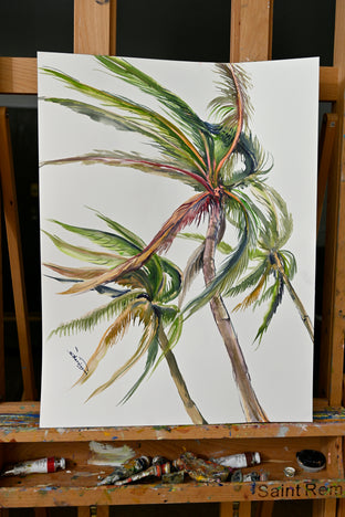 Wind, Coconut Palm Trees (Vertical Composition 1) by Suren Nersisyan |  Side View of Artwork 