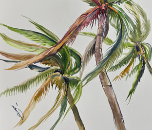 Wind, Coconut Palm Trees (Vertical Composition 1) by Suren Nersisyan |   Closeup View of Artwork 
