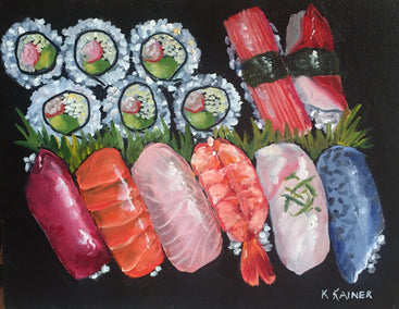 oil painting by Kristine Kainer titled Sushi II