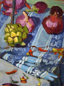 oil painting by Tara Zalewsky-Nease titled Mediterranean Kitchen