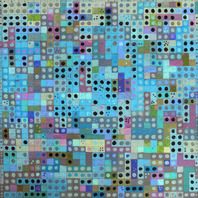 mixed media artwork by Terri Bell titled Grid Aesthetic: Blue as Delimiter