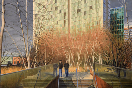 oil painting by Nick Savides titled The High Line in Autumn