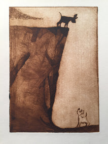 printmaking by Doug Lawler titled The Cliff