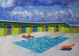 Original art for sale at UGallery.com | Thunderbird Motel by Mitchell Freifeld | $1,100 | oil painting | 25' h x 35' w | thumbnail 1