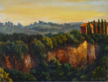 oil painting by Elizabeth Garat titled View at Civita Castellana No. 2