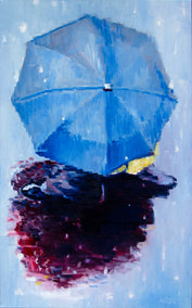 oil painting by Warren Keating titled Raindrops in Paris