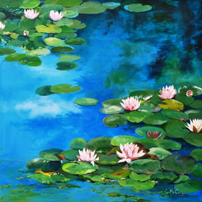 acrylic painting by Catherine McCargar titled Waterlilies
