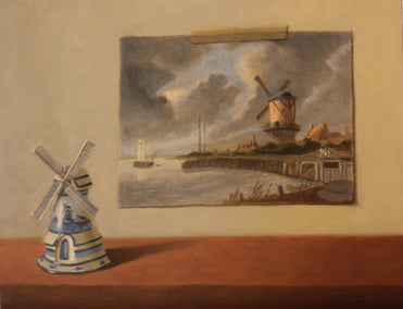 oil painting by Jose H. Alvarenga titled Windmills