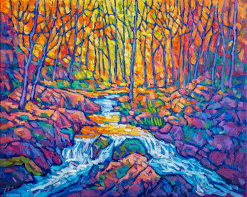 oil painting by Tao Bai titled Autumn Stream