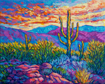 oil painting by Tao Bai titled Saguaro in Arizona