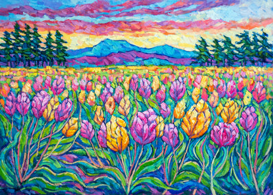 oil painting by Tao Bai titled Sunset Tulips