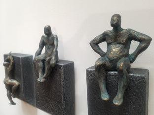 Small Beings Sitting on Logs. Set of 3 by Yelitza Diaz |   Closeup View of Artwork 